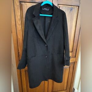 Zara Women’s Black Faux Suede Lightweight Trench Coat. Ladies XL. EUC